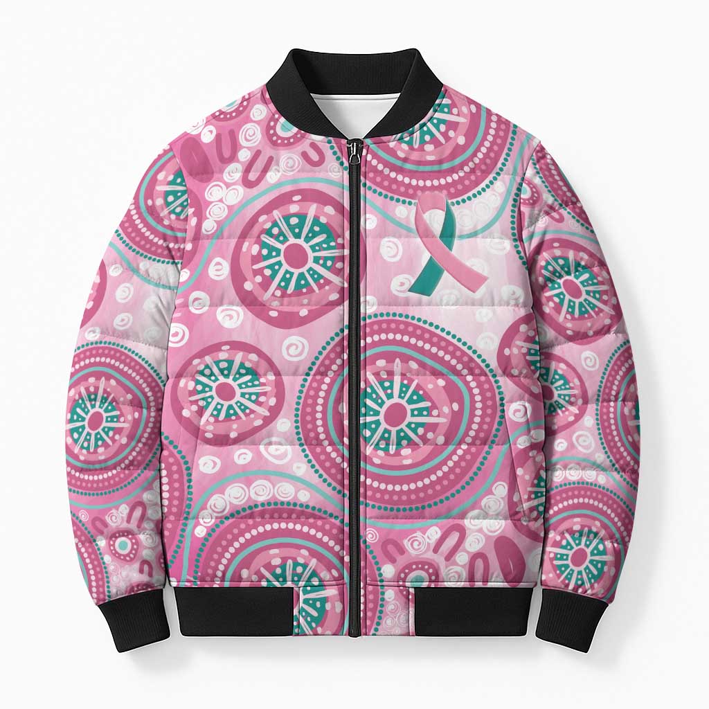 Hereditary Breast Cancer Awareness Australia Indigenous Bomber Puffer Jacket Previvor - Aussie Hoodie