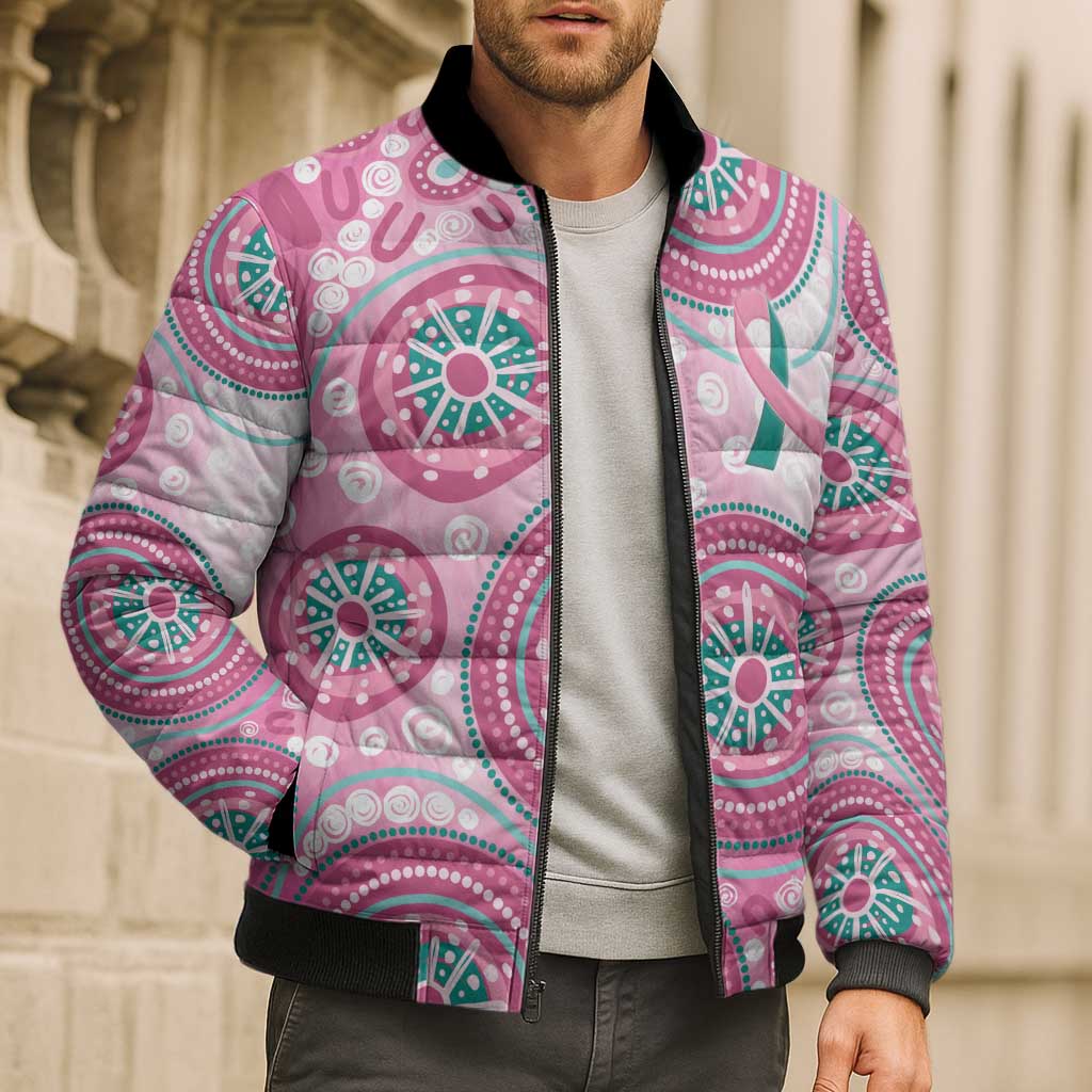 Hereditary Breast Cancer Awareness Australia Indigenous Bomber Puffer Jacket Previvor - Aussie Hoodie