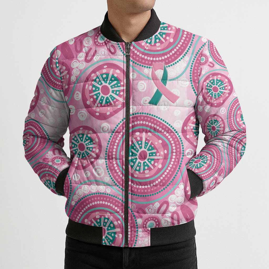 Hereditary Breast Cancer Awareness Australia Indigenous Bomber Puffer Jacket Previvor - Aussie Hoodie