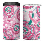 Personalized Hereditary Breast Cancer Awareness Australia Indigenous 4 in 1 Can Cooler Tumbler Previvor - Aussie Hoodie