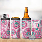 Personalized Hereditary Breast Cancer Awareness Australia Indigenous 4 in 1 Can Cooler Tumbler Previvor - Aussie Hoodie