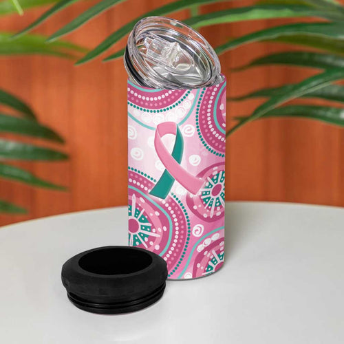 Personalized Hereditary Breast Cancer Awareness Australia Indigenous 4 in 1 Can Cooler Tumbler Previvor - Aussie Hoodie
