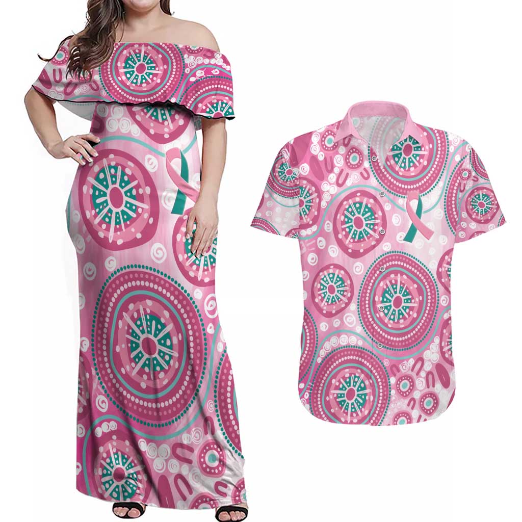 Hereditary Breast Cancer Awareness Australia Indigenous Couples Matching Off Shoulder Maxi Dress and Hawaiian Shirt Previvor - Aussie Hoodie