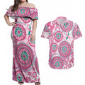 Hereditary Breast Cancer Awareness Australia Indigenous Couples Matching Off Shoulder Maxi Dress and Hawaiian Shirt Previvor - Aussie Hoodie