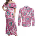Hereditary Breast Cancer Awareness Australia Indigenous Couples Matching Off Shoulder Maxi Dress and Long Sleeve Button Shirt Previvor - Aussie Hoodie