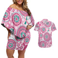 Hereditary Breast Cancer Awareness Australia Indigenous Couples Matching Off Shoulder Short Dress and Hawaiian Shirt Previvor - Aussie Hoodie