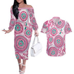 Hereditary Breast Cancer Awareness Australia Indigenous Couples Matching Off The Shoulder Long Sleeve Dress and Hawaiian Shirt Previvor - Aussie Hoodie