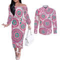 Hereditary Breast Cancer Awareness Australia Indigenous Couples Matching Off The Shoulder Long Sleeve Dress and Long Sleeve Button Shirt Previvor - Aussie Hoodie