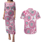 Hereditary Breast Cancer Awareness Australia Indigenous Couples Matching Puletasi and Hawaiian Shirt Previvor - Aussie Hoodie