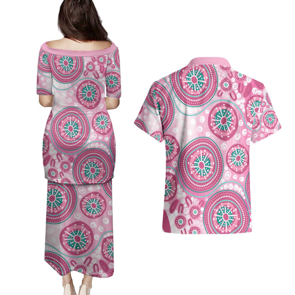 Hereditary Breast Cancer Awareness Australia Indigenous Couples Matching Puletasi and Hawaiian Shirt Previvor - Aussie Hoodie