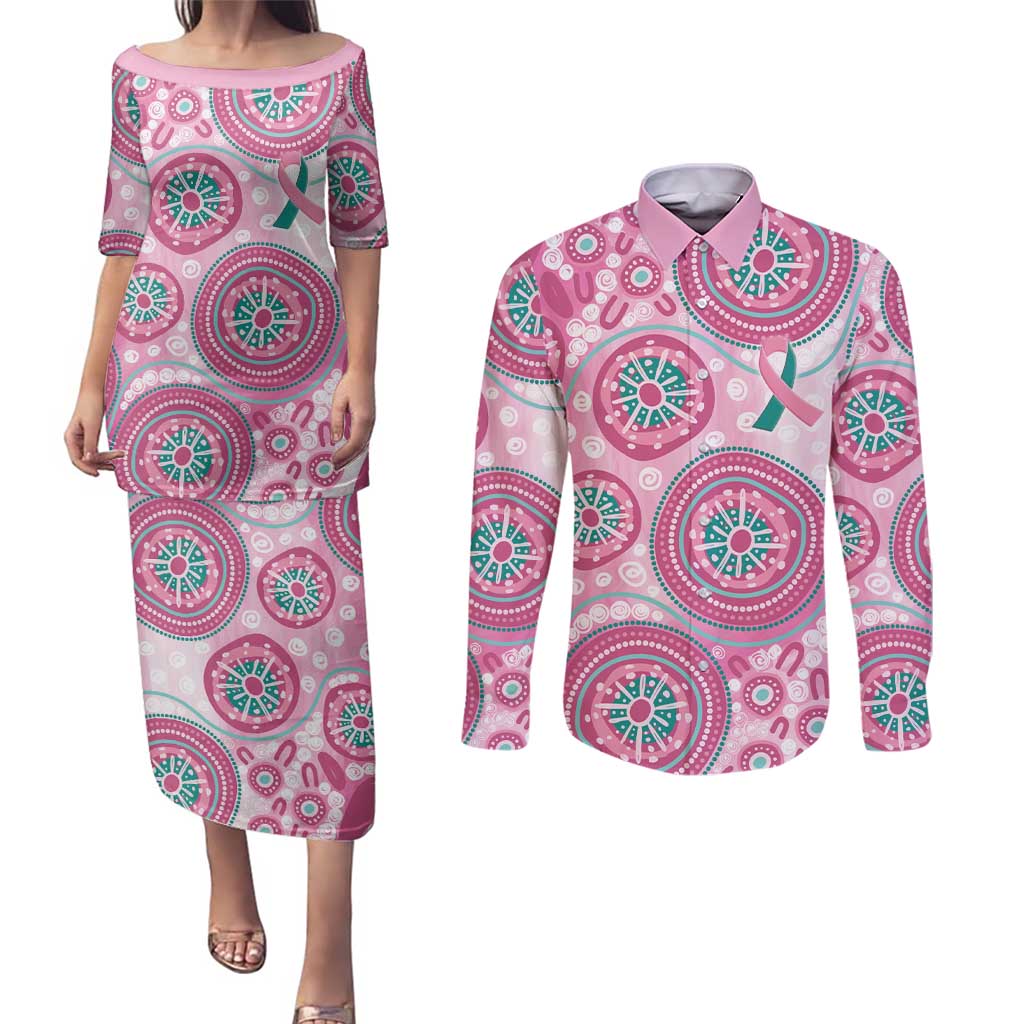 Hereditary Breast Cancer Awareness Australia Indigenous Couples Matching Puletasi and Long Sleeve Button Shirt Previvor - Aussie Hoodie