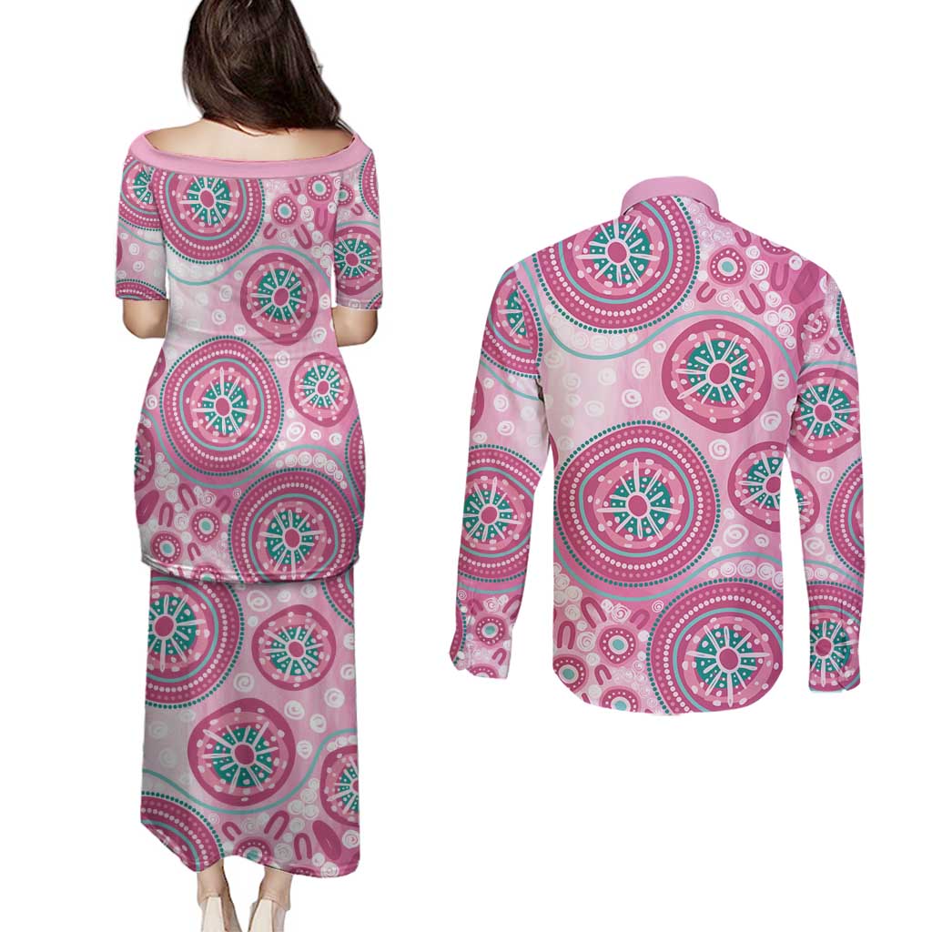 Hereditary Breast Cancer Awareness Australia Indigenous Couples Matching Puletasi and Long Sleeve Button Shirt Previvor - Aussie Hoodie