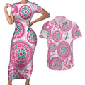 Hereditary Breast Cancer Awareness Australia Indigenous Couples Matching Short Sleeve Bodycon Dress and Hawaiian Shirt Previvor - Aussie Hoodie