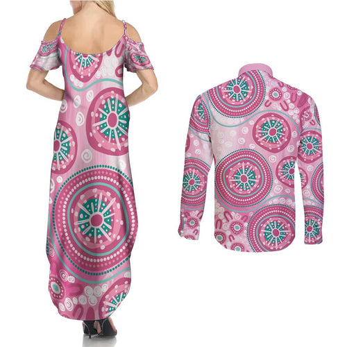 Hereditary Breast Cancer Awareness Australia Indigenous Couples Matching Summer Maxi Dress and Long Sleeve Button Shirt Previvor - Aussie Hoodie