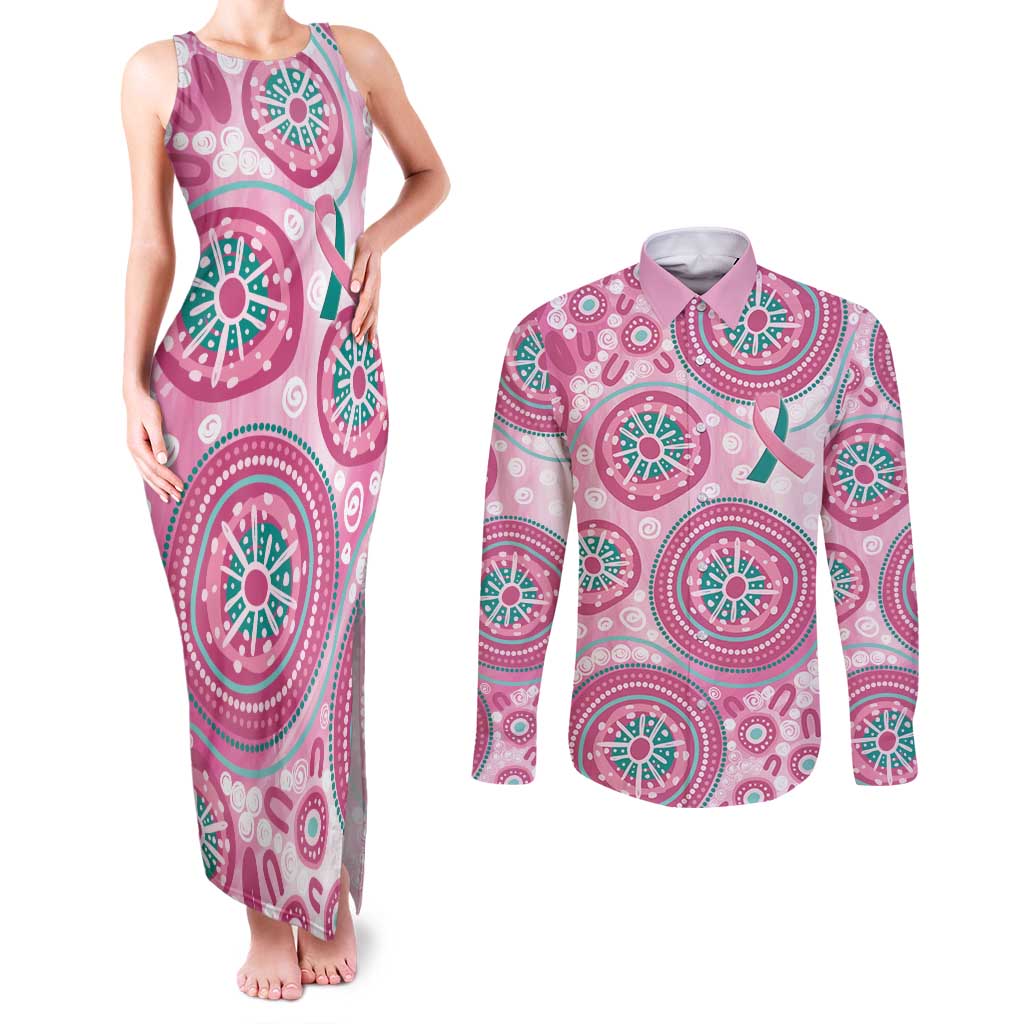 Hereditary Breast Cancer Awareness Australia Indigenous Couples Matching Tank Maxi Dress and Long Sleeve Button Shirt Previvor - Aussie Hoodie