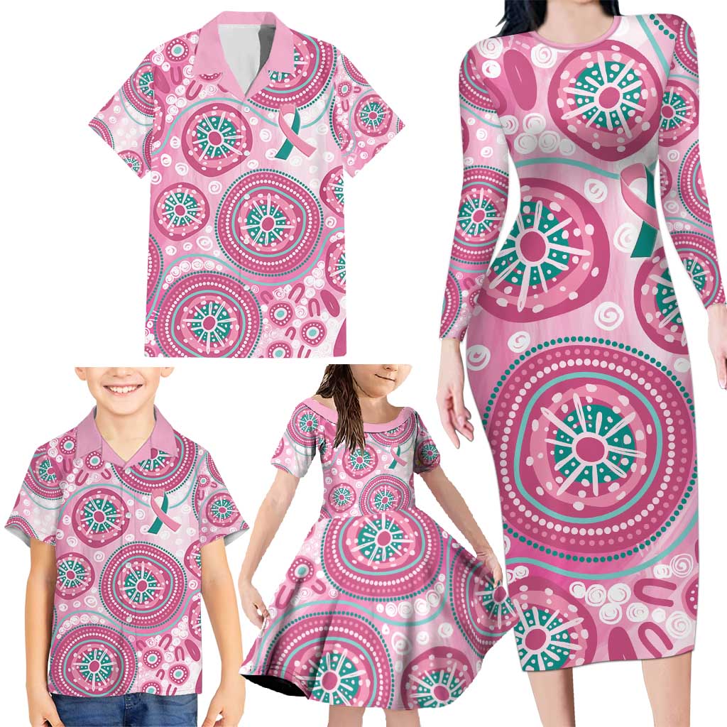 Hereditary Breast Cancer Awareness Australia Indigenous Family Matching Long Sleeve Bodycon Dress and Hawaiian Shirt Previvor - Aussie Hoodie