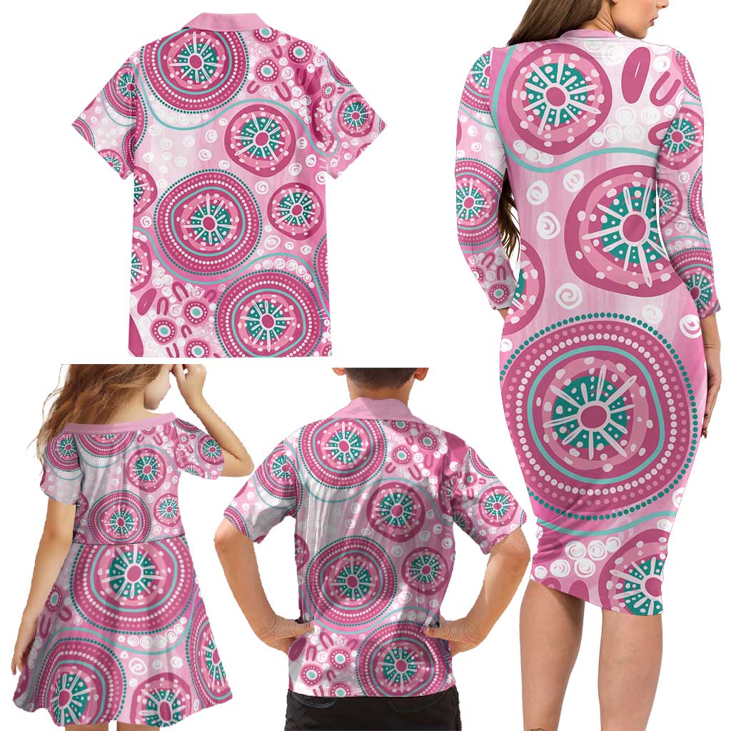 Hereditary Breast Cancer Awareness Australia Indigenous Family Matching Long Sleeve Bodycon Dress and Hawaiian Shirt Previvor - Aussie Hoodie