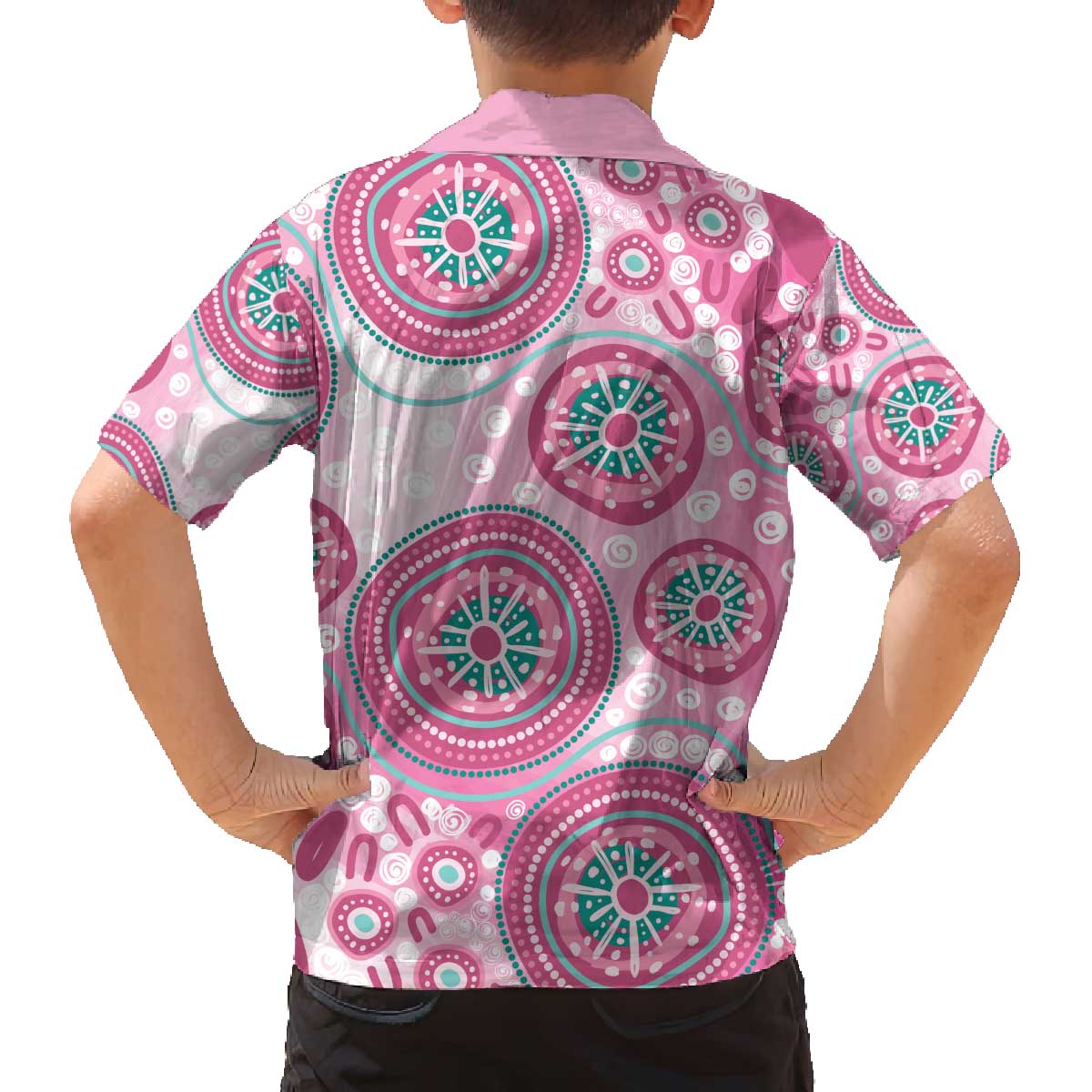 Hereditary Breast Cancer Awareness Australia Indigenous Family Matching Off The Shoulder Long Sleeve Dress and Hawaiian Shirt Previvor - Aussie Hoodie