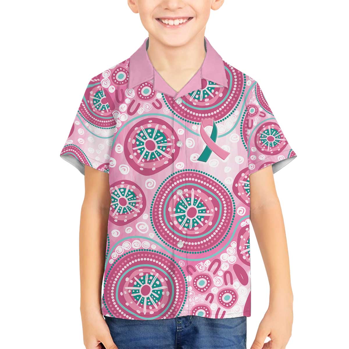 Hereditary Breast Cancer Awareness Australia Indigenous Family Matching Off The Shoulder Long Sleeve Dress and Hawaiian Shirt Previvor - Aussie Hoodie