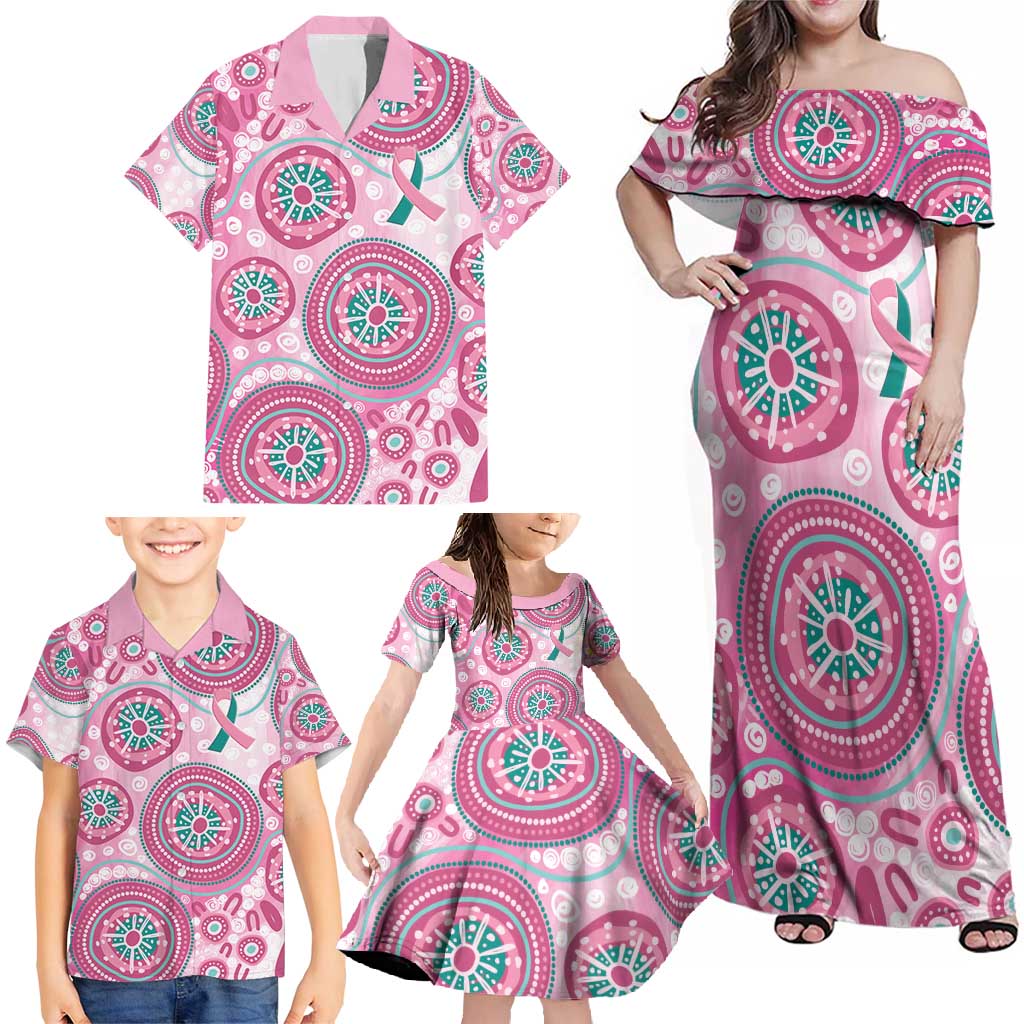 Hereditary Breast Cancer Awareness Australia Indigenous Family Matching Off Shoulder Maxi Dress and Hawaiian Shirt Previvor - Aussie Hoodie