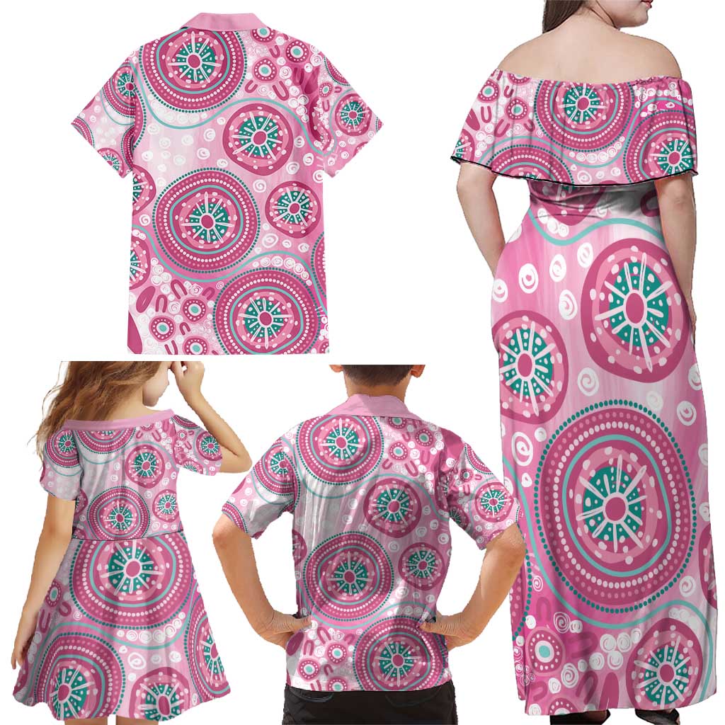 Hereditary Breast Cancer Awareness Australia Indigenous Family Matching Off Shoulder Maxi Dress and Hawaiian Shirt Previvor - Aussie Hoodie