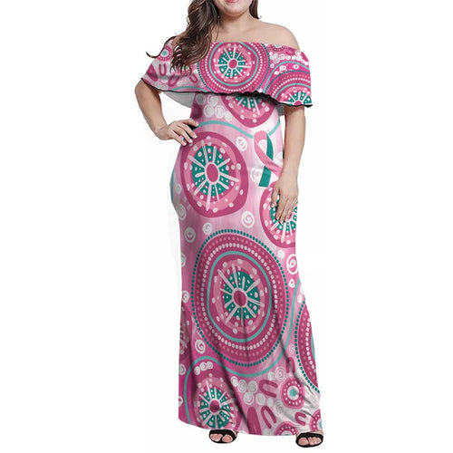 Hereditary Breast Cancer Awareness Australia Indigenous Family Matching Off Shoulder Maxi Dress and Hawaiian Shirt Previvor - Aussie Hoodie
