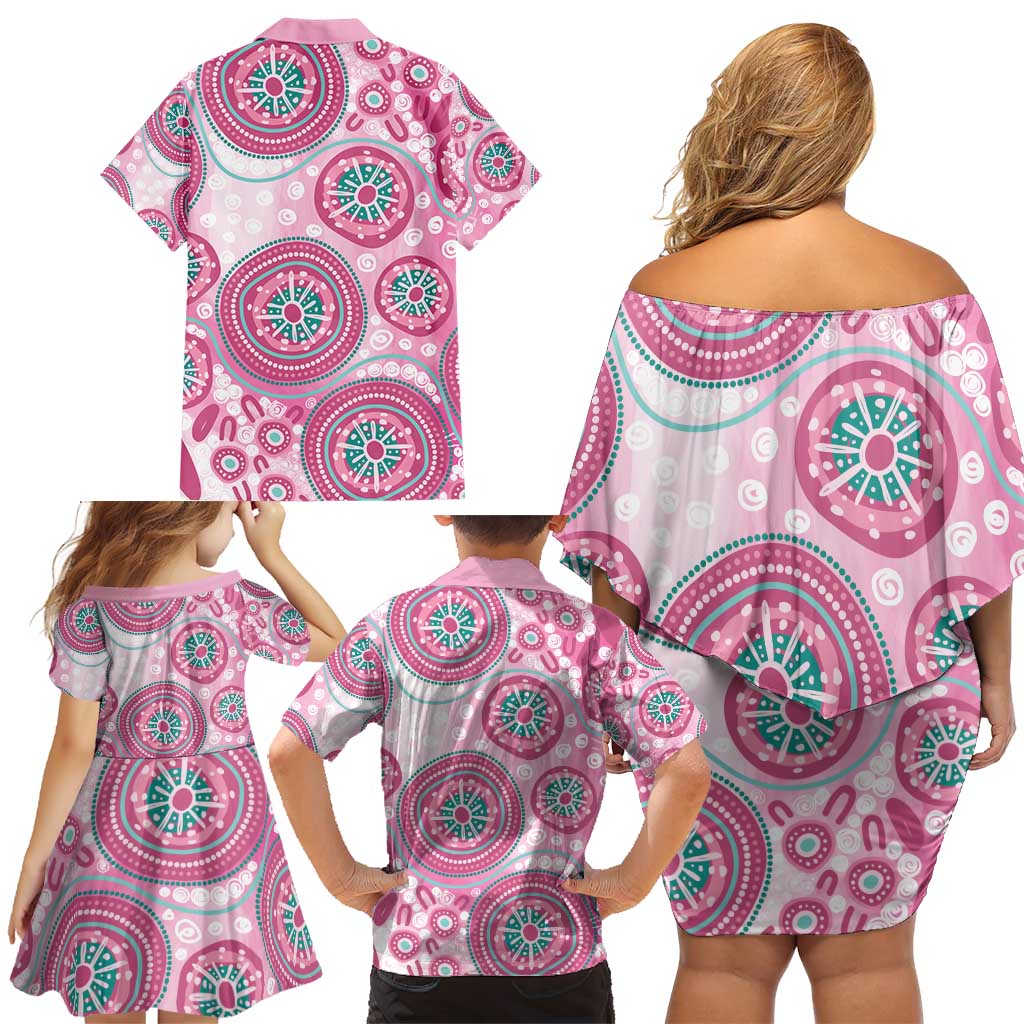 Hereditary Breast Cancer Awareness Australia Indigenous Family Matching Off Shoulder Short Dress and Hawaiian Shirt Previvor - Aussie Hoodie