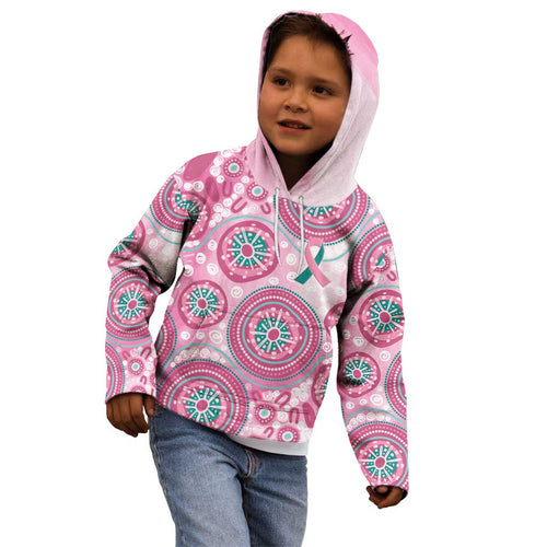 Hereditary Breast Cancer Awareness Australia Indigenous Kid Hoodie Previvor - Aussie Hoodie