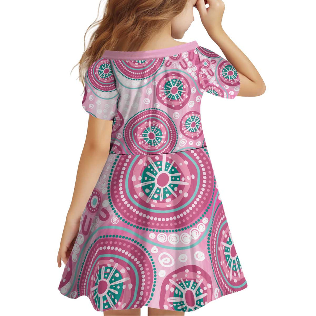 Hereditary Breast Cancer Awareness Australia Indigenous Kid Short Sleeve Dress Previvor - Aussie Hoodie