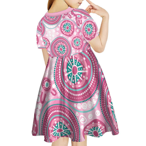 Hereditary Breast Cancer Awareness Australia Indigenous Kid Short Sleeve Dress Previvor - Aussie Hoodie