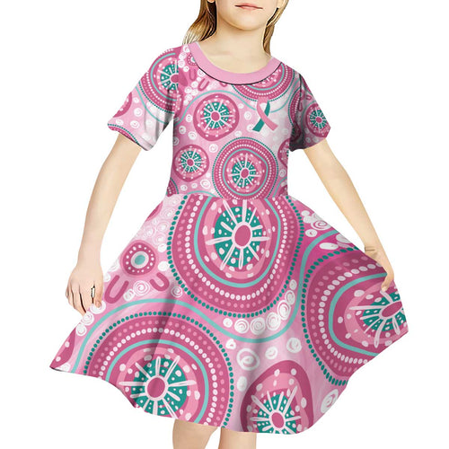 Hereditary Breast Cancer Awareness Australia Indigenous Kid Short Sleeve Dress Previvor - Aussie Hoodie