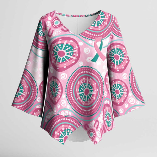 Hereditary Breast Cancer Awareness Australia Indigenous Kimono Sleeve Blouse Previvor - Aussie Hoodie