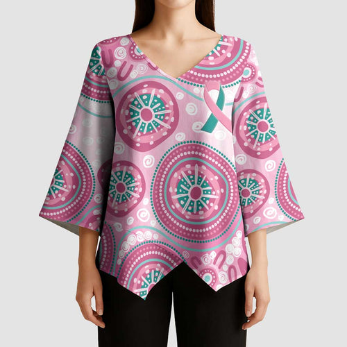Hereditary Breast Cancer Awareness Australia Indigenous Kimono Sleeve Blouse Previvor - Aussie Hoodie