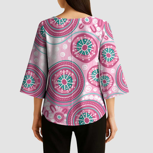 Hereditary Breast Cancer Awareness Australia Indigenous Kimono Sleeve Blouse Previvor - Aussie Hoodie