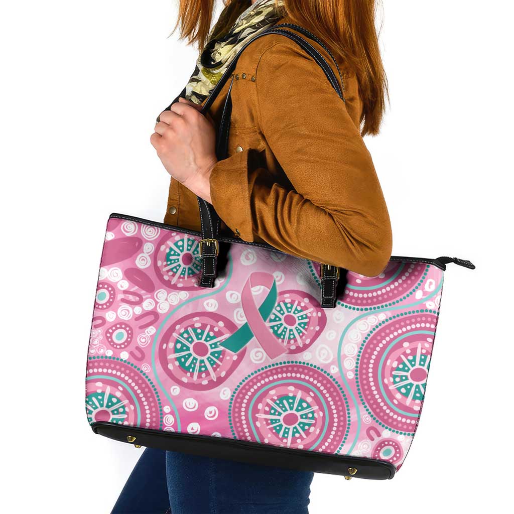 Hereditary Breast Cancer Awareness Australia Indigenous Leather Tote Bag Previvor - Aussie Hoodie