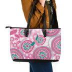 Hereditary Breast Cancer Awareness Australia Indigenous Leather Tote Bag Previvor - Aussie Hoodie