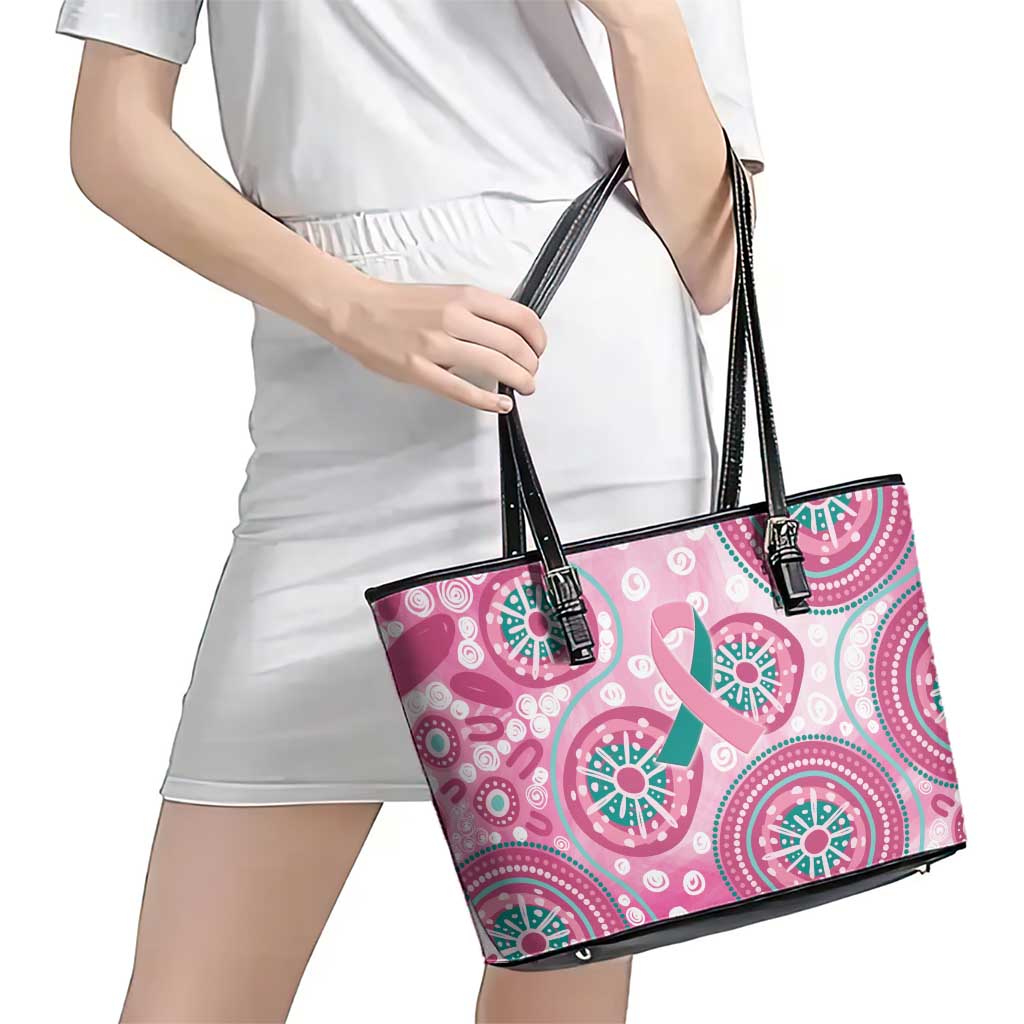 Hereditary Breast Cancer Awareness Australia Indigenous Leather Tote Bag Previvor - Aussie Hoodie