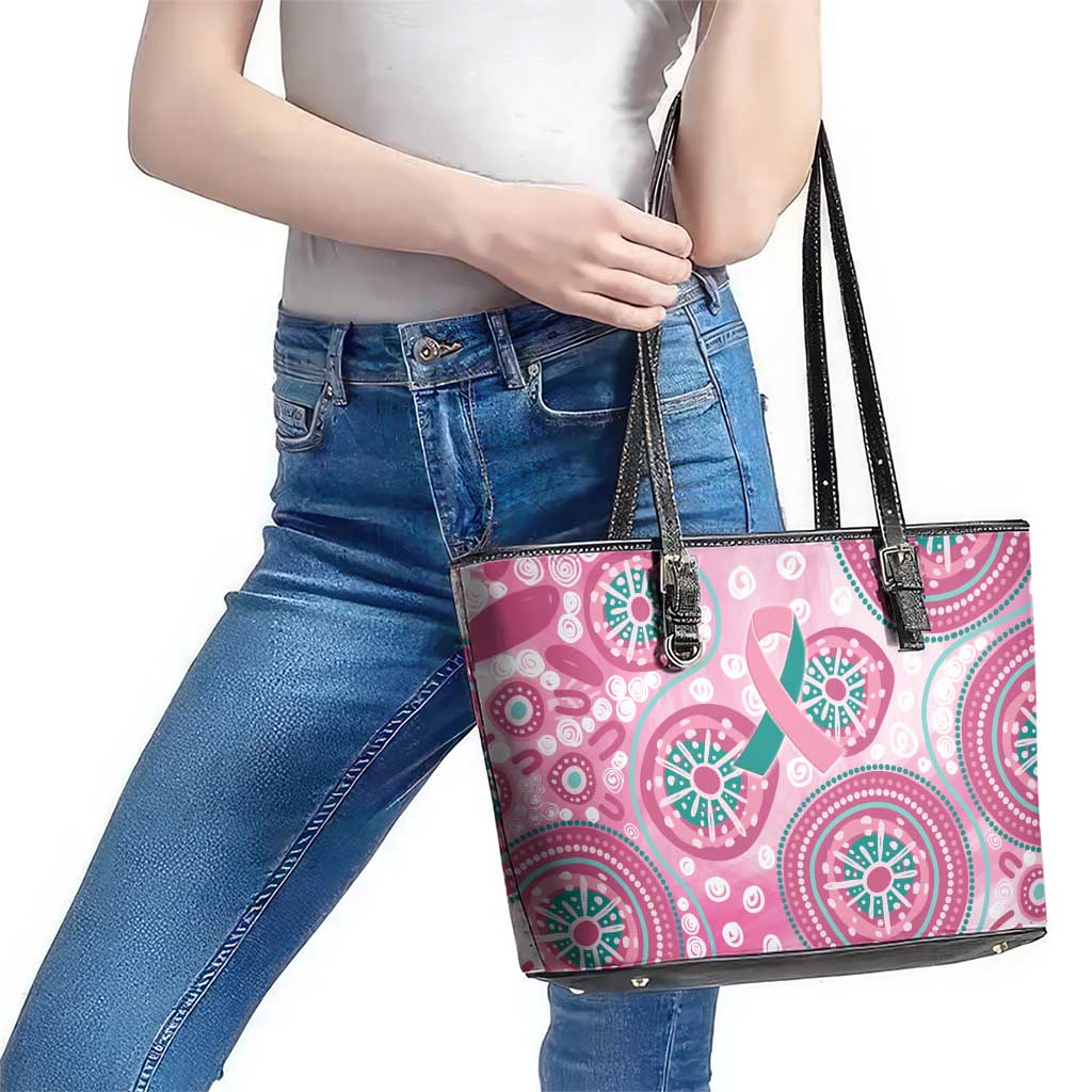 Hereditary Breast Cancer Awareness Australia Indigenous Leather Tote Bag Previvor - Aussie Hoodie