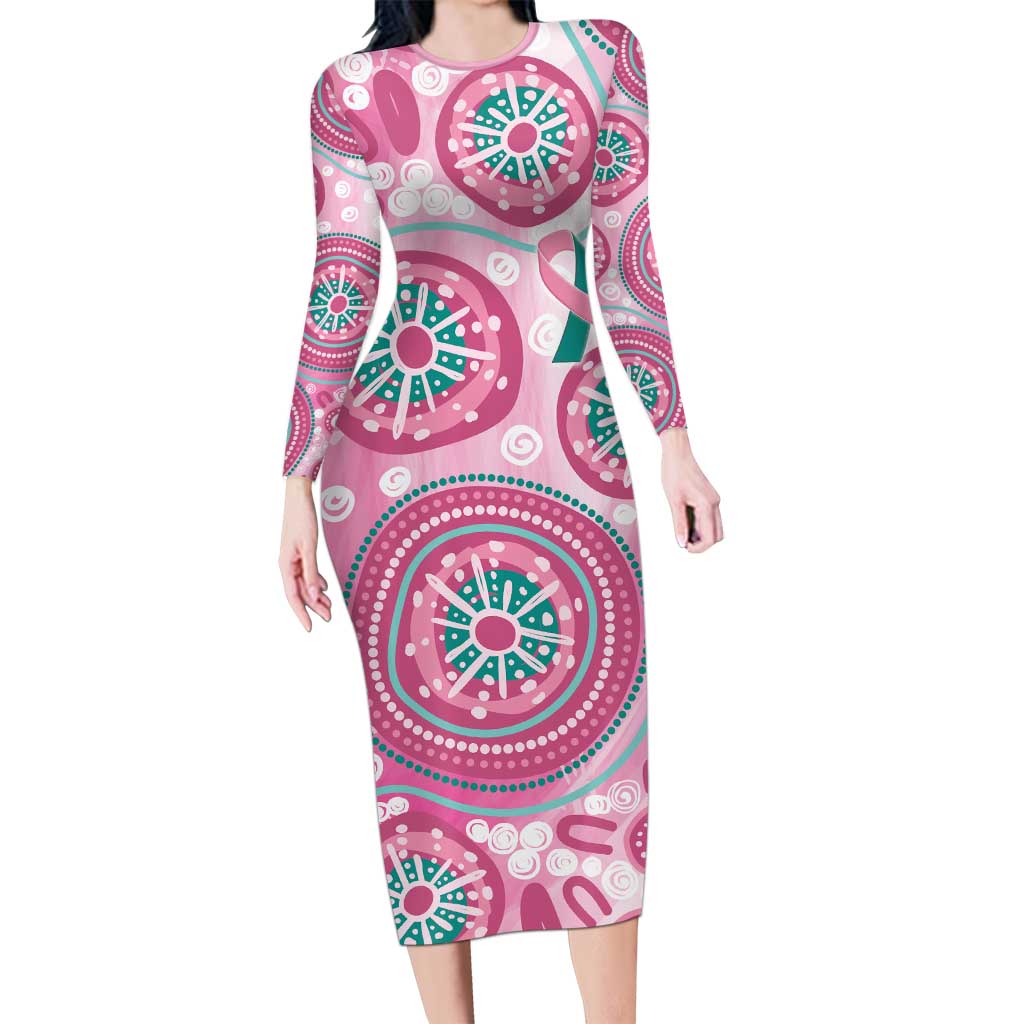Hereditary Breast Cancer Awareness Australia Indigenous Long Sleeve Bodycon Dress Previvor - Aussie Hoodie