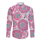 Hereditary Breast Cancer Awareness Australia Indigenous Long Sleeve Button Shirt Previvor - Aussie Hoodie