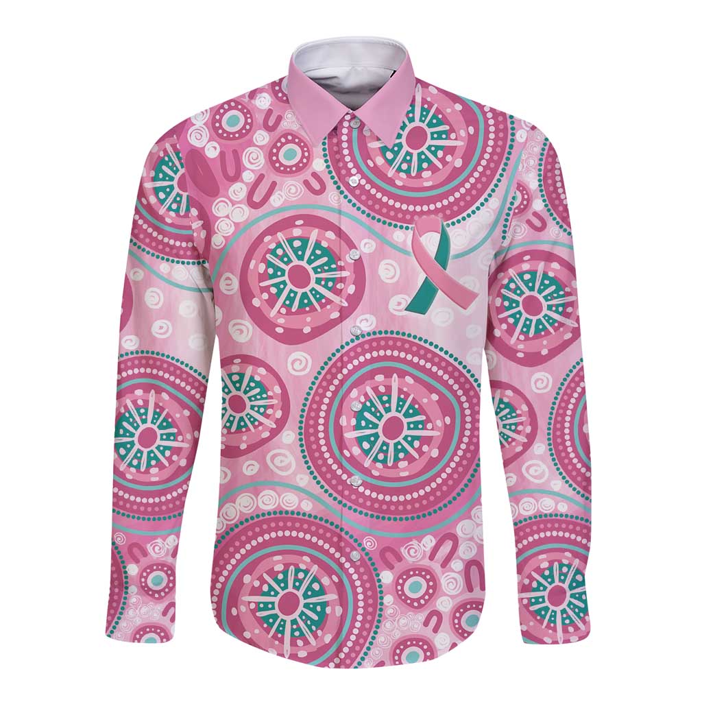 Hereditary Breast Cancer Awareness Australia Indigenous Long Sleeve Button Shirt Previvor - Aussie Hoodie