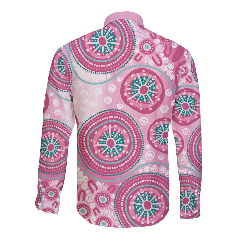 Hereditary Breast Cancer Awareness Australia Indigenous Long Sleeve Button Shirt Previvor - Aussie Hoodie