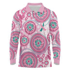 Hereditary Breast Cancer Awareness Australia Indigenous Long Sleeve Polo Shirt Previvor - Aussie Hoodie