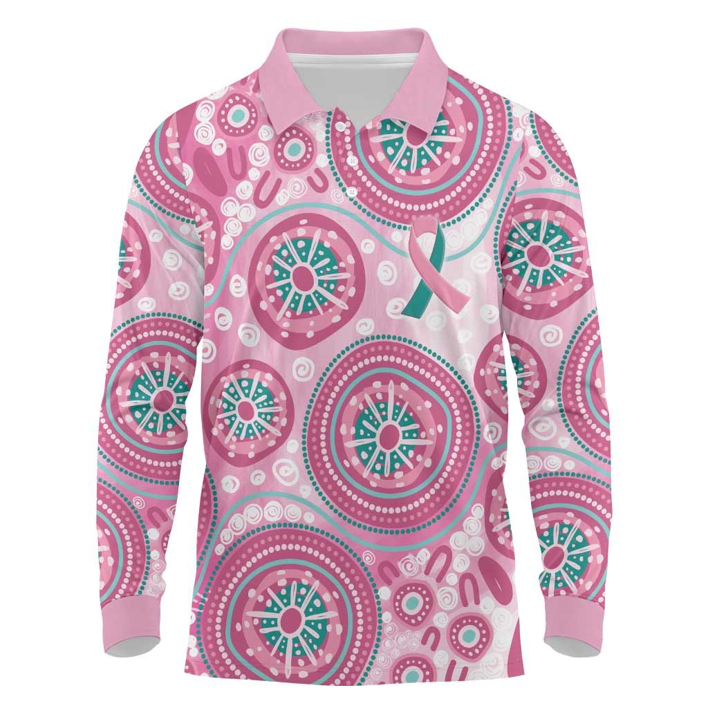 Hereditary Breast Cancer Awareness Australia Indigenous Long Sleeve Polo Shirt Previvor - Aussie Hoodie
