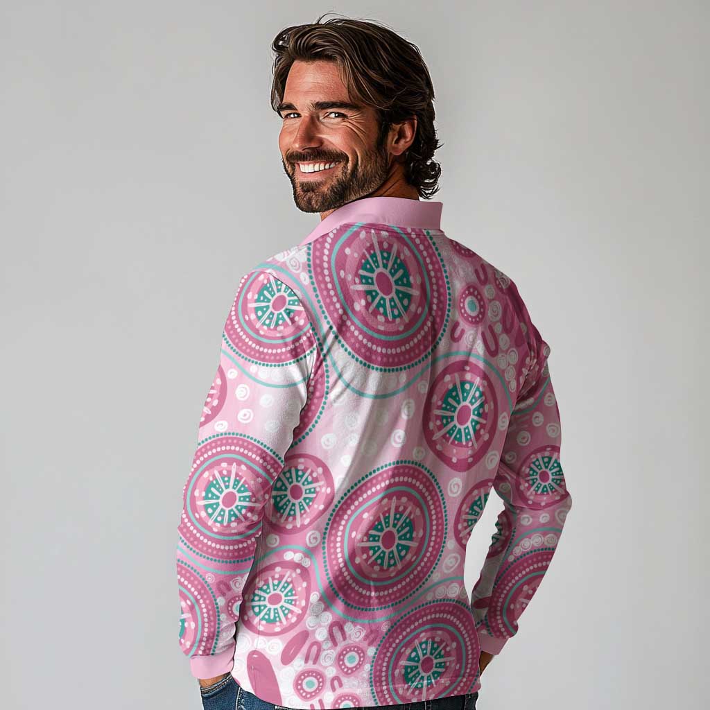 Hereditary Breast Cancer Awareness Australia Indigenous Long Sleeve Polo Shirt Previvor - Aussie Hoodie