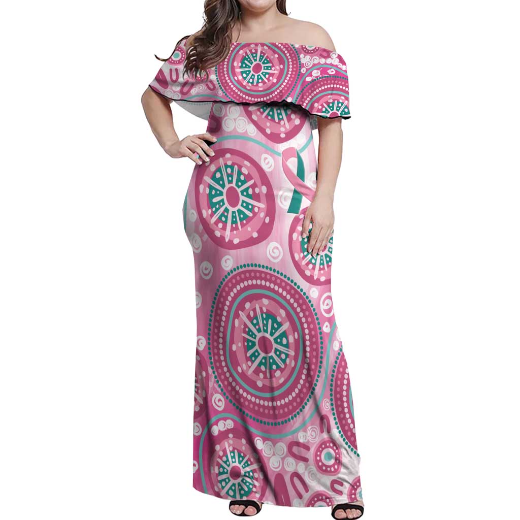 Hereditary Breast Cancer Awareness Australia Indigenous Off Shoulder Maxi Dress Previvor - Aussie Hoodie