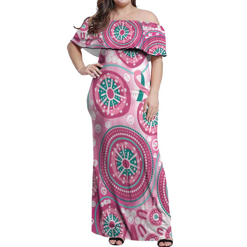 Hereditary Breast Cancer Awareness Australia Indigenous Off Shoulder Maxi Dress Previvor - Aussie Hoodie