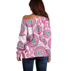 Hereditary Breast Cancer Awareness Australia Indigenous Off Shoulder Sweater Previvor - Aussie Hoodie