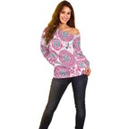 Hereditary Breast Cancer Awareness Australia Indigenous Off Shoulder Sweater Previvor - Aussie Hoodie