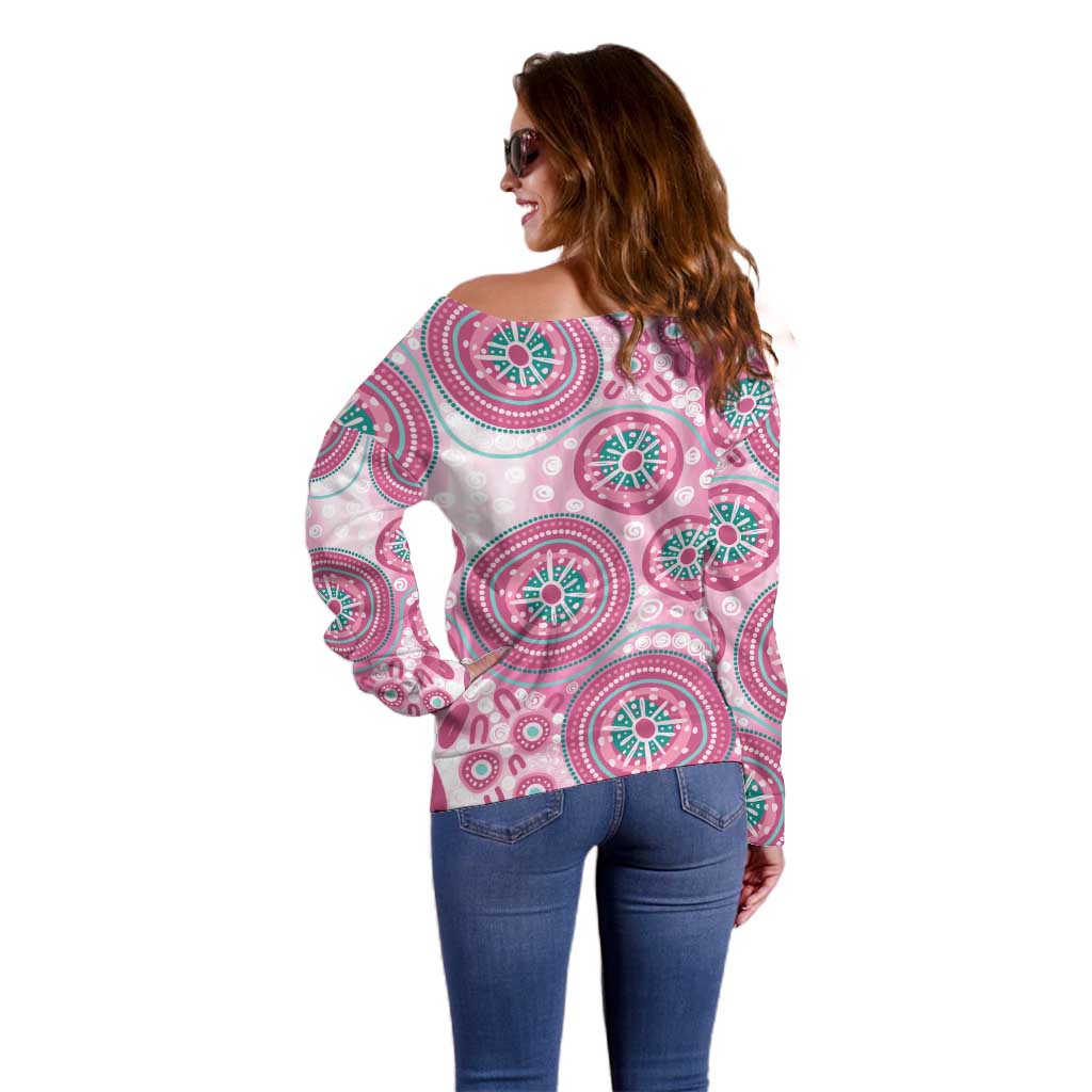 Hereditary Breast Cancer Awareness Australia Indigenous Off Shoulder Sweater Previvor - Aussie Hoodie